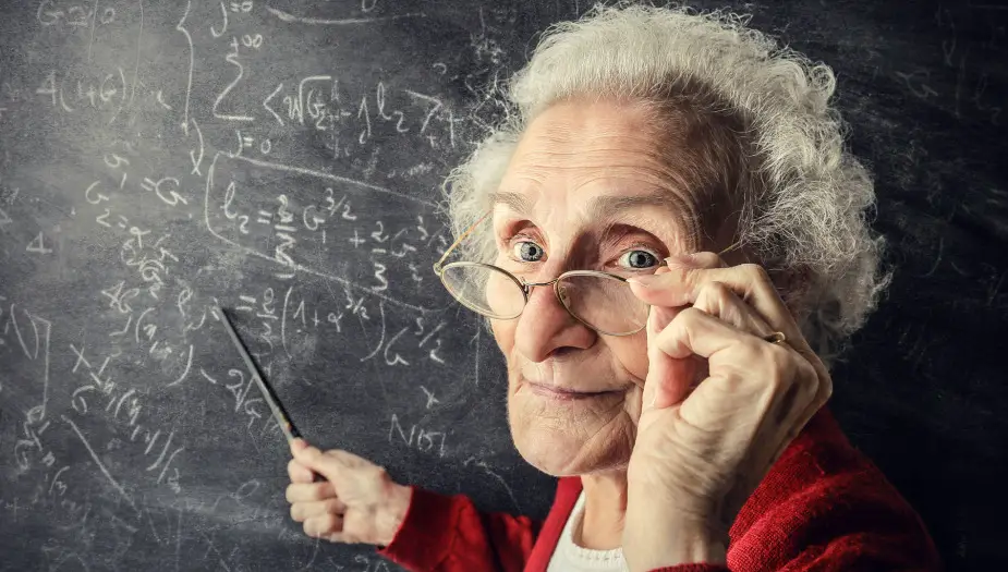 Elderly accountant showcasing her accounting strengths