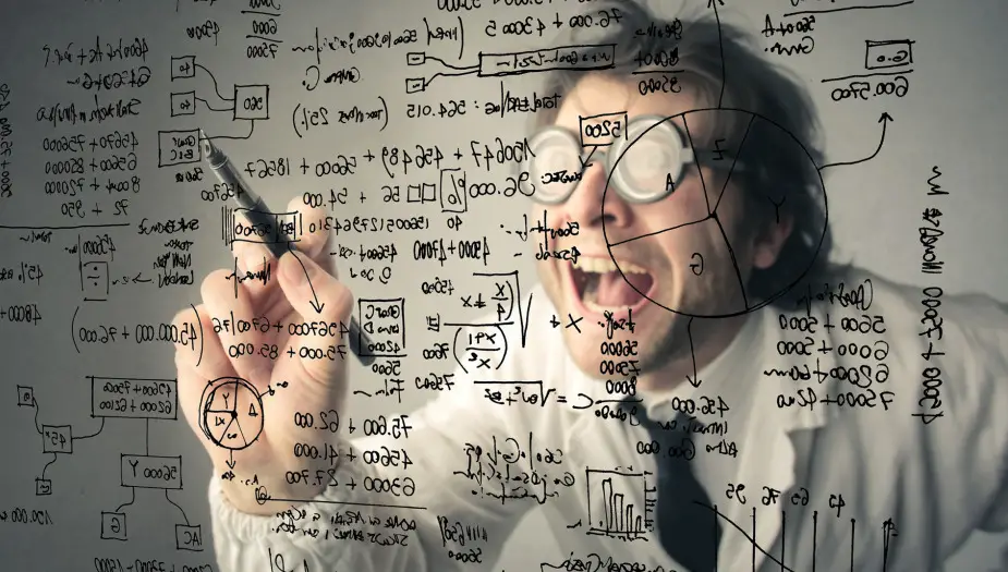 scientist looking at numbers nervous about his scientist weaknesses