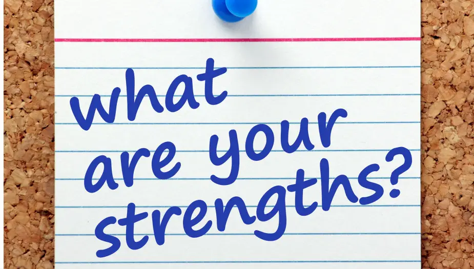 sticky note with what are your strengths written on it